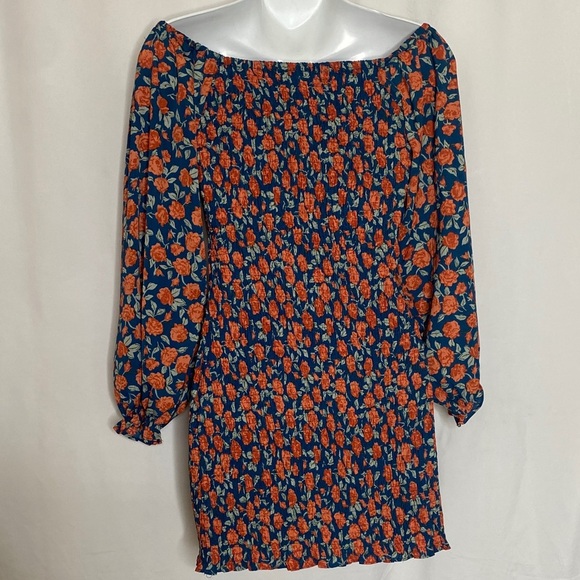 Blush Navy and Coral Floral Long Sleeve Dress - Picture 5 of 7